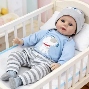 Realistic Reborn Baby Doll Boy Cloth Body Soft Vinyl limbs Doll with Puppy Outfit, Lifelike Newborn Baby Doll for Kids & Collectors, Best Gift for Toddle 3+ .