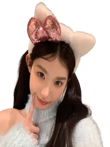 Adorable Panda Ear Hairband High Crown Cartoon Plush Headband for Women Makeup Washing Hair Accessory, Cute All Season Style