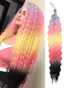Rainbow Color Fashion Curly Wave Synthetic Hair Extensions, 100g 24 Inch/PCS, Perfect for Women Used Carnival Festivals, Music Festivals, Cosplay, Parties ,Deep Extension Hair