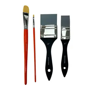 Paint Brush Bundle 4 Pack - 2 Silicon Brushes, 2 Taklon Brushes