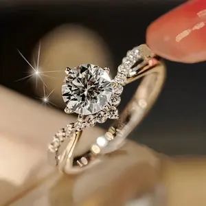 Elegant Crown Promise Ring with Sparkling Zirconia - Perfect for Engagement & Wedding, Available in Multiple Colors (Box Not Included)