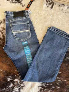 Rock&Roll Denim Straight Leather Revolver Straight Jeans - Medium Wash