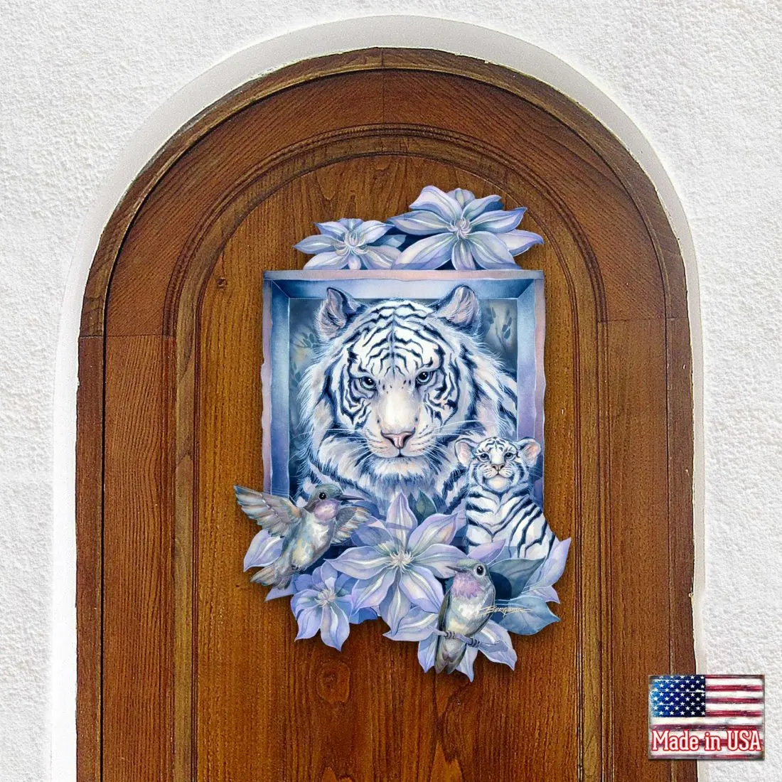 Designocracy 8591580W-JB 24x18 in. Water-Resistant Wooden Animal Face Theme Tiger Hanging Decor, Decorative Door-Wall-Window Home Supply, Ideal for Gifting