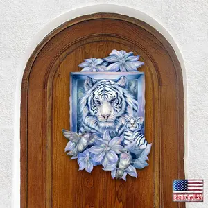 Designocracy 8591580W-JB 24x18 in. Nature-Themed Tiger in the Garden Hanging Decorative Wildlife Door Decor, Ideal for Window Display & Gifting