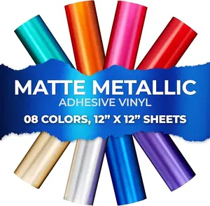 iVyne Matte Metallic Vinyl Permanent, 8 Sheets Bundle 12"x12" Metallic Vinyl for Cricut - Permanent Adhesive Vinyl Sheets for DIY Mugs, Home Decor, Handcraft, Party and Christmas Gifts