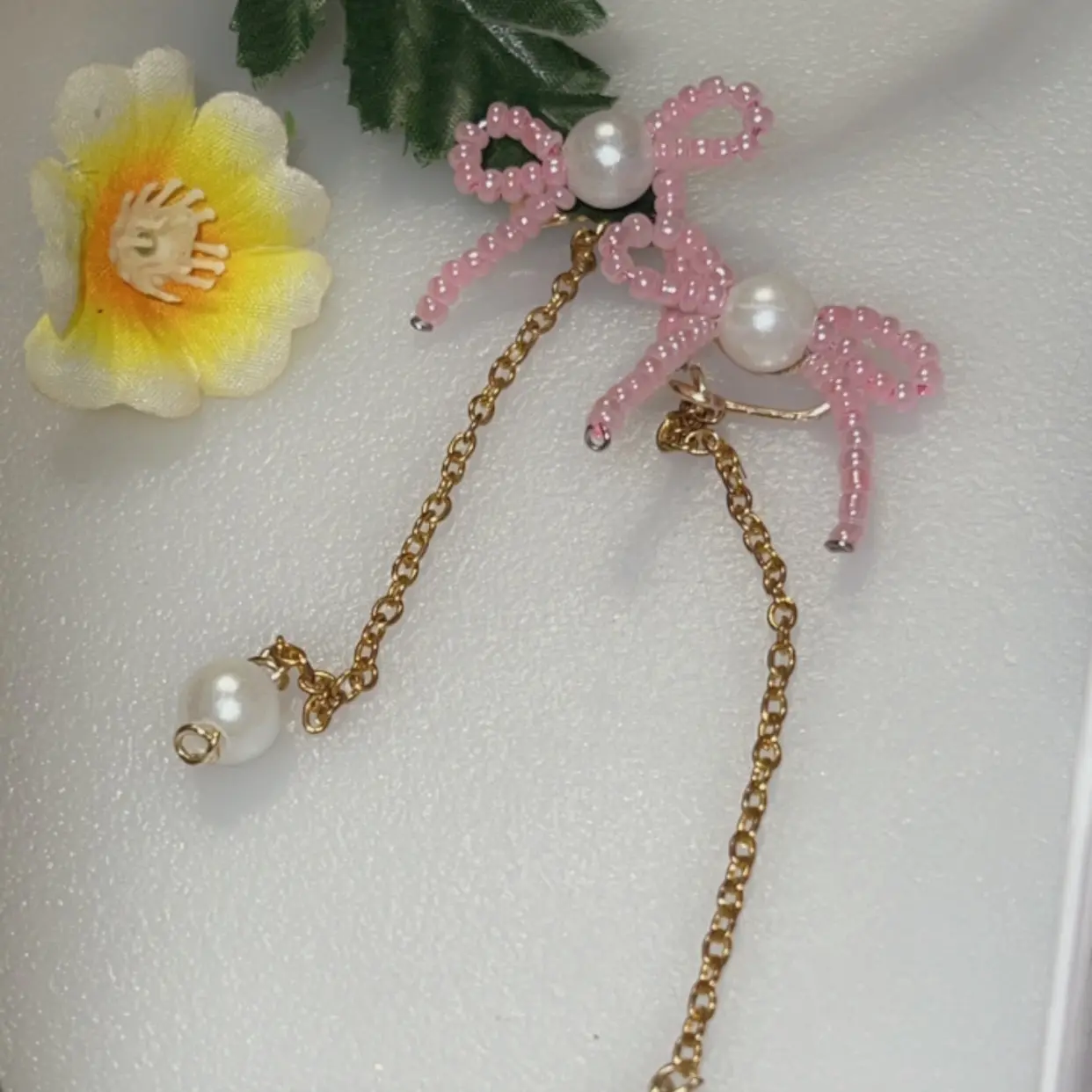 Coquette Bow tie dangle ear cuffs