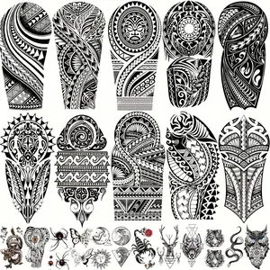 Māori Tribe Temporary Tattoo Set, Waterproof Temporary Tattoos, 22 Animal Designs, Durable Long-Lasting, Suitable for Men Women Arms Legs Hands Neck, Tattoo Stickers