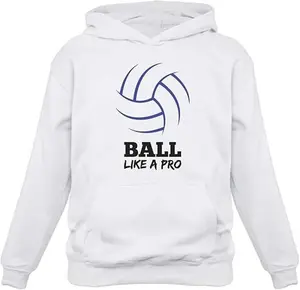 Tstars TeeStars Volleyball Ball Like a Pro Gift for Volleyball Fans Women's Hoodie White with Navy Graphic