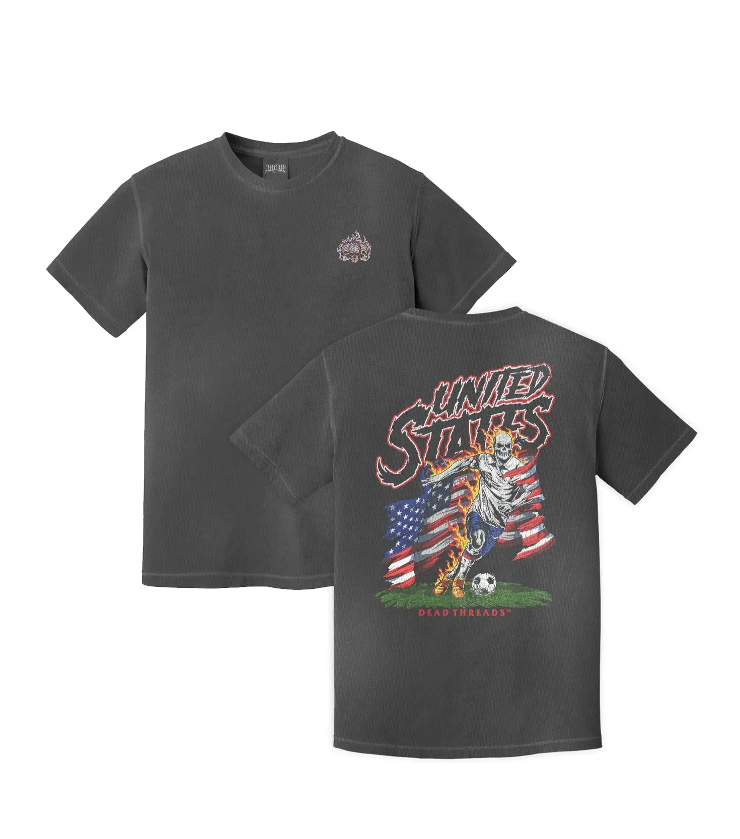 USA Soccer 3 Skull Premium T-Shirt  Fan Style Soccer Shirt, Game Day Gift, Double-Sided Print, Made In USA
