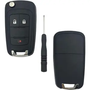 New Upgrade Flip Folding Remote Car Key Fob Cover Case fit for Chevy Cruze Malibu Equinox Sonic Terrain Keyless Entry Key Fob Shell (3 Buttons)