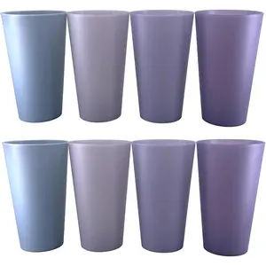 32 oz Plastic Cups , Unbreakable Plastic Tumblers set of 8,  Durability & Dishwasher Safe  Drinks Cup for Kitchen, , Office, Outdoor (Grey Stone)