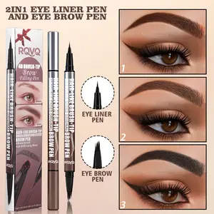 RQVQ Eyebrow Pencil, Hair-like Eyebrow Pen, 2-in-1 Waterproof Brow Pen with 4 Tip, with Dual-ended Eyebrow Brush, Cosmetic Makeup