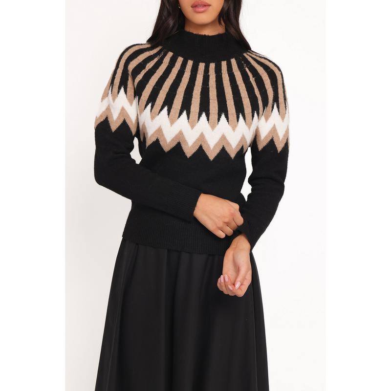 Donner Fairisle Mockneck Sweater - Black