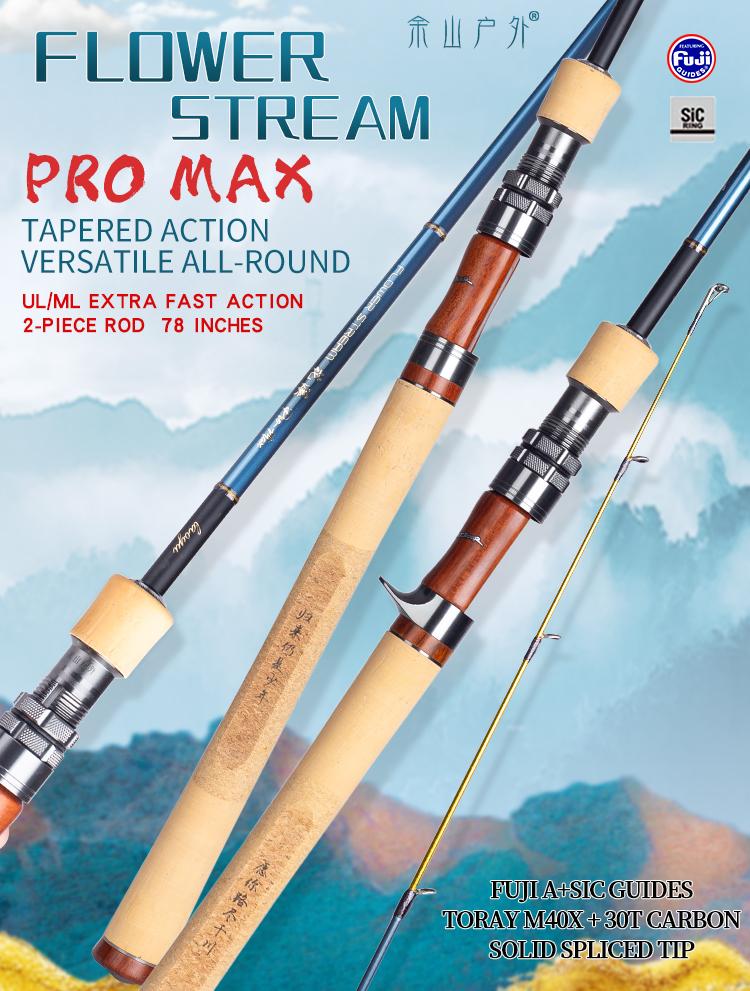 YUSHAN Flower Stream Pro Max 1.98m UL/ML Fast Action Variable Fishing Rod 30T+M40X Toray Carbon FUJI A+SIC Guides Stream Game Rod