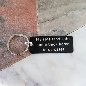 Personalized "Fly Safe" Keychain - Couples Gift for Husband, Boyfriend, Pilot, Flight Attendant