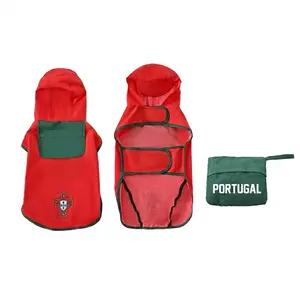 Portugal National Team Dog Raincoat, Foldable Pet Raincoat with Storage Bag, Waterproof Breathable Hooded Cape, Sizes for All Dogs