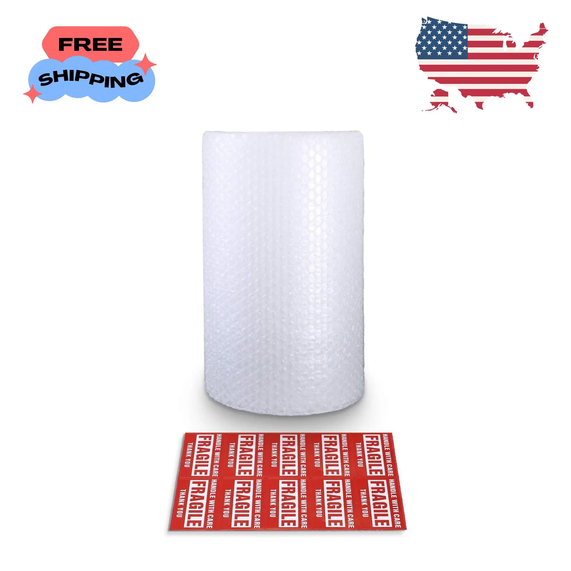 Bubble Cushioning Wrap Rolls, 3/16" x 12" x 15' ft Total, Perforated Every 12"