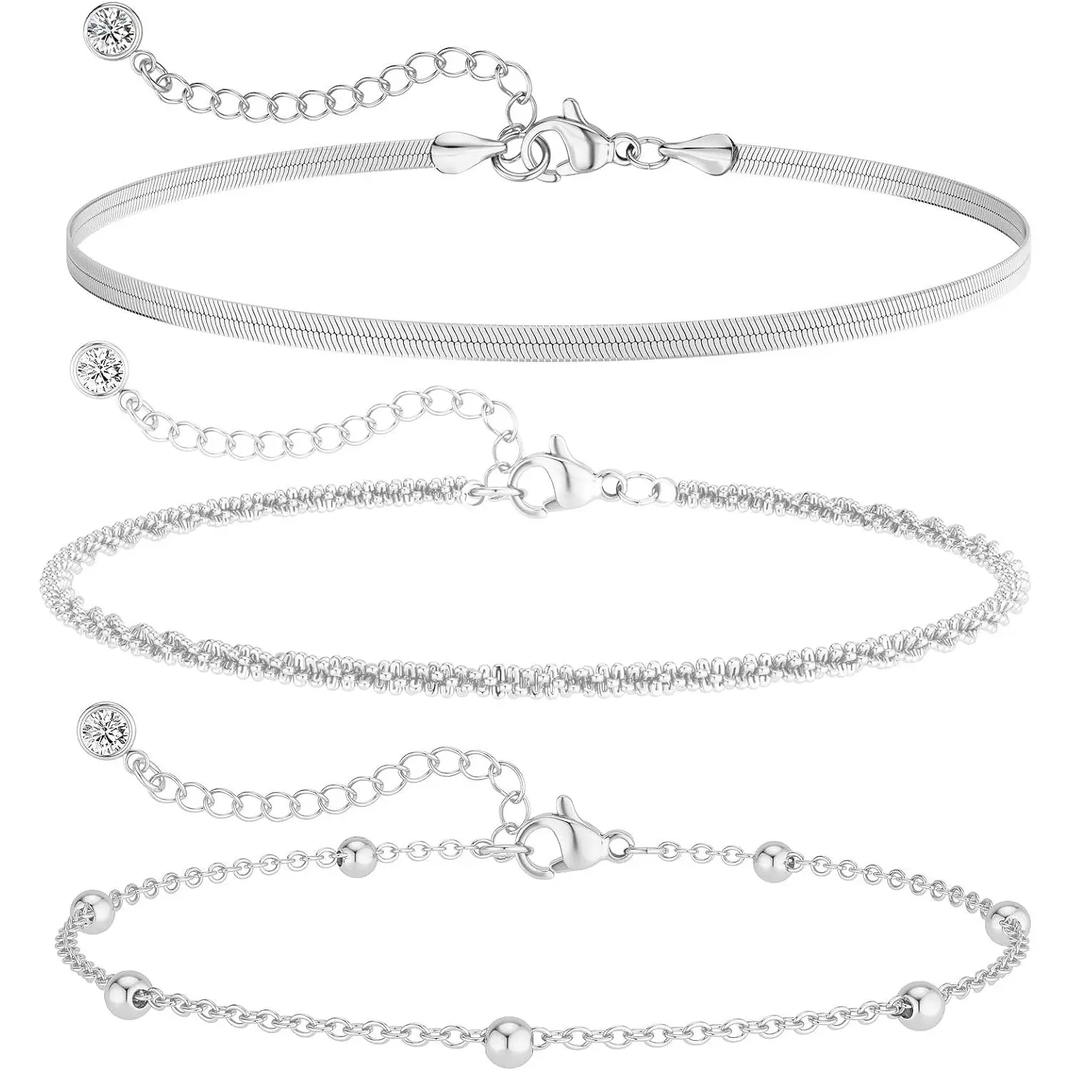 ANKLET-sparkle glitter+snake+bead-SL