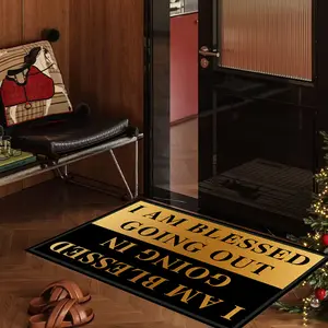 Letter-pattern doormat, absorbent entry mat, polyester fiber decorative rug suitable for living rooms or bedrooms, home decor rug