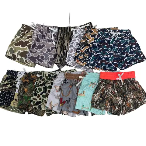 Boys' Quick-Dry Camo Elastane-Cotton Blend Swim Trunks, Loose-Fitting Youth Swimwear for Water Sports, Beach-Ready Casual Wear, Multi-Size Toddler Options, Childrens Swimwear Swimsuits