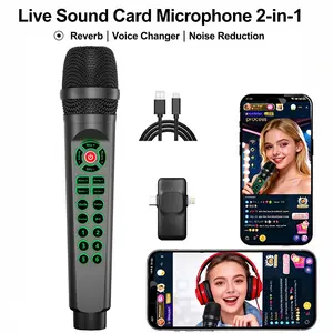 Live Podcast Equipment, Integrated Sound Card Microphone, Live Audio Mixer with Noise Reduction, Suitable for Phone/computer/PC