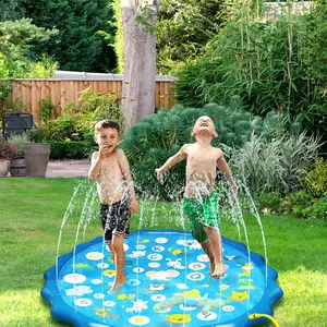 Water Splash Pad, Splash-Resistant Water Play Mat, Outdoor Lawn & Garden Toy, Summer Backyard Water Fun, Inflatable Water Slide, Inflatable Pool, Kiddie Swimming Pool, Kids Water Toys, Inflatable Water Sprinkler, Pool Float