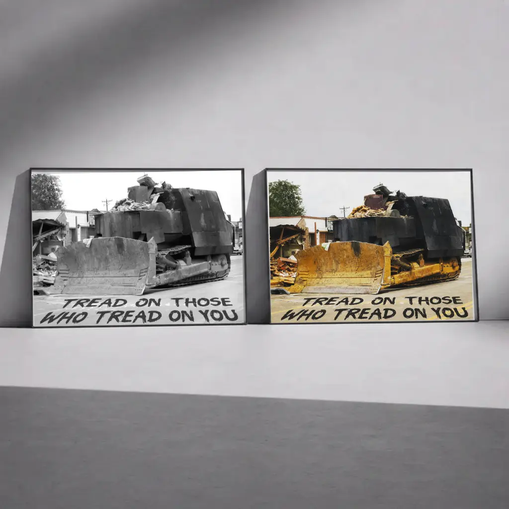 [NO FRAME] Heemeyer Demolition Inc Poster, Tread On Those Who Tread On You Wall Art, Heavy Equipment Print, Gift For Friend, MADE IN USA