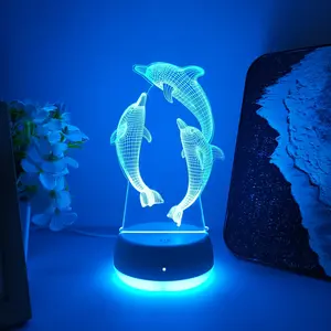 Cute Dolphin 3D Night Light, USB Powered Bedside Lamp, Home Decor Lighting, Ideal Gift for Living Room & Bedroom Decoration, Indoor Decorative Light