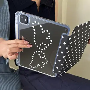 Korean Simple Polka Dot Wing Tablet Case for iPad 11th Gen Pro New Cute Air 7/6 with Pen Slot Anti-Bend 11 Inch Girl Laptop Cover