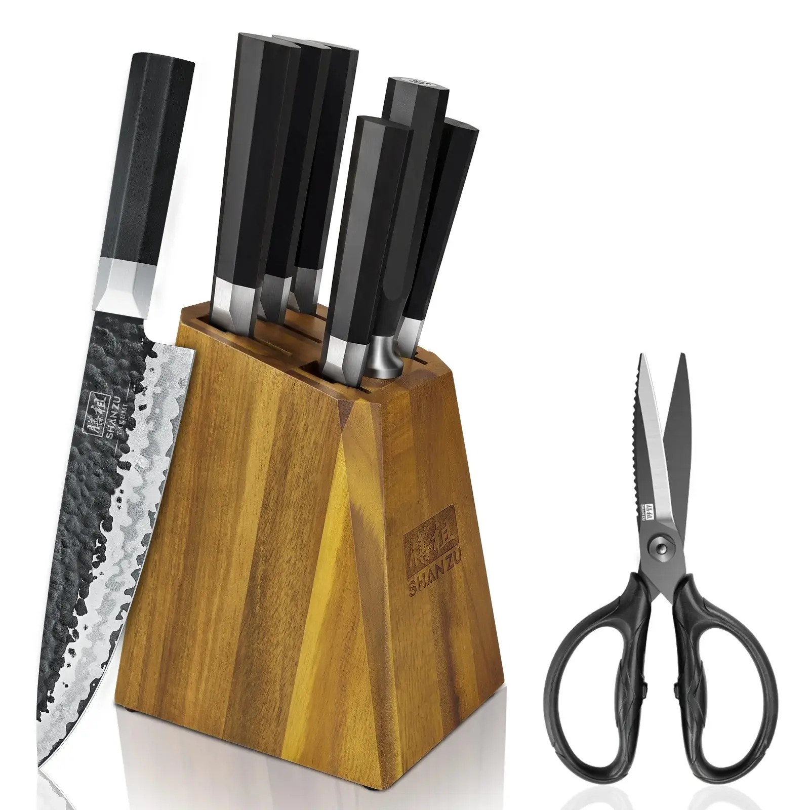 SHAN ZU 7 pieces armored knife armor (G10 material quality) + large kitchen scissors, Japanese high-grade steel scissors armor, industrial super iron knife armor sohochic