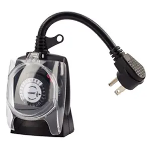 Tork  24 Hrs Plug-In Timer Two Grounded Outlet-125V Outdoor 30 Minute Tabs, Black