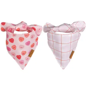 Remy Roo Valentines Dog Bandanas- 2 Pack | Sweetheart Set |  Adjustable Fit | Multiple Sizes Offered Ideal Christmas Dog Bandanas Set pet neck