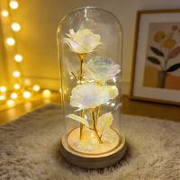 Glitter White Three Flowers(Wooden Bottom)