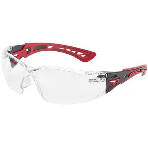 Bolle Rush Plus Safety Glasses Red/Black with Clear Platinum Anti-Fog Lenses
