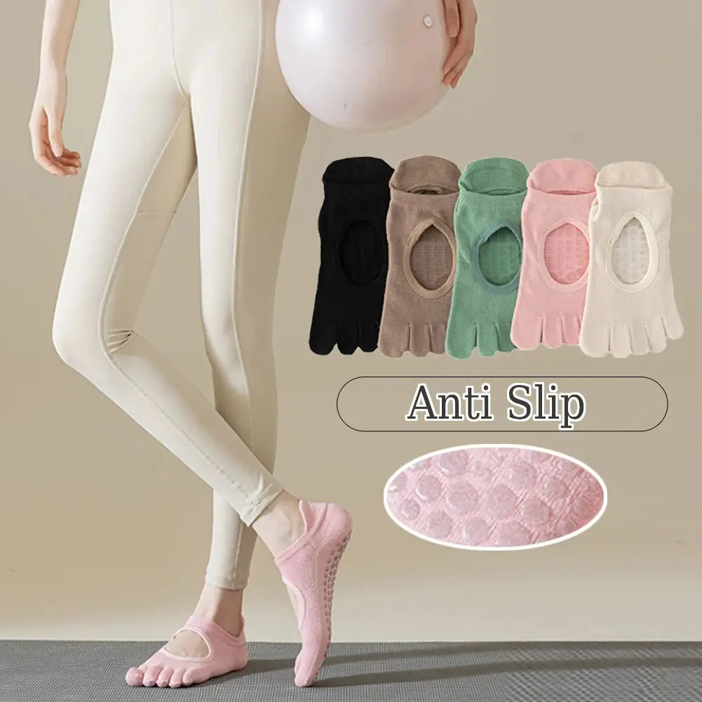 Yoga Socks for Women toe socks non slip Pilates class Hollow out Breathable anti-slip socks five fingers aerobics cotton socks