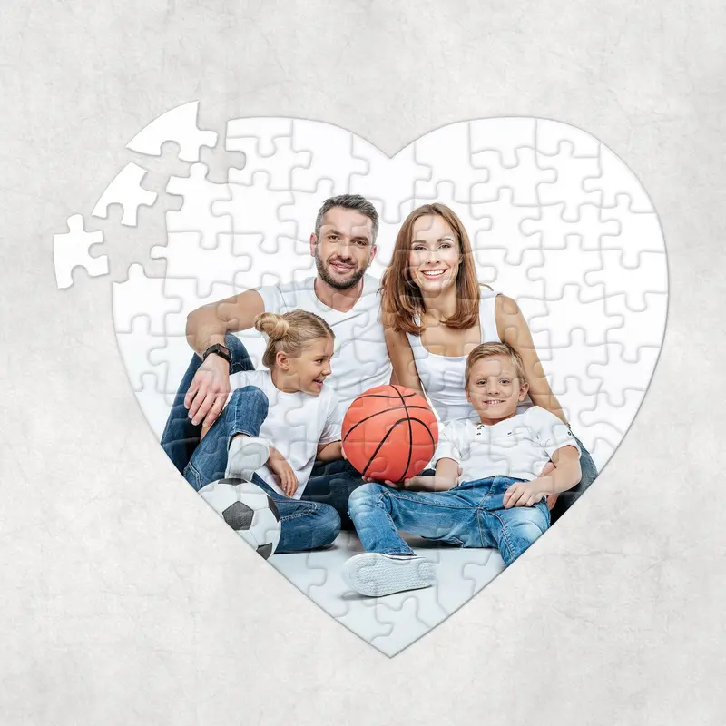 Custom Photo Puzzle - Personalized Gift with Customizable Photo, Artwork, or Message - 75 Piece Heart, 80 Piece Rectangle, 120 Piece Rectangle