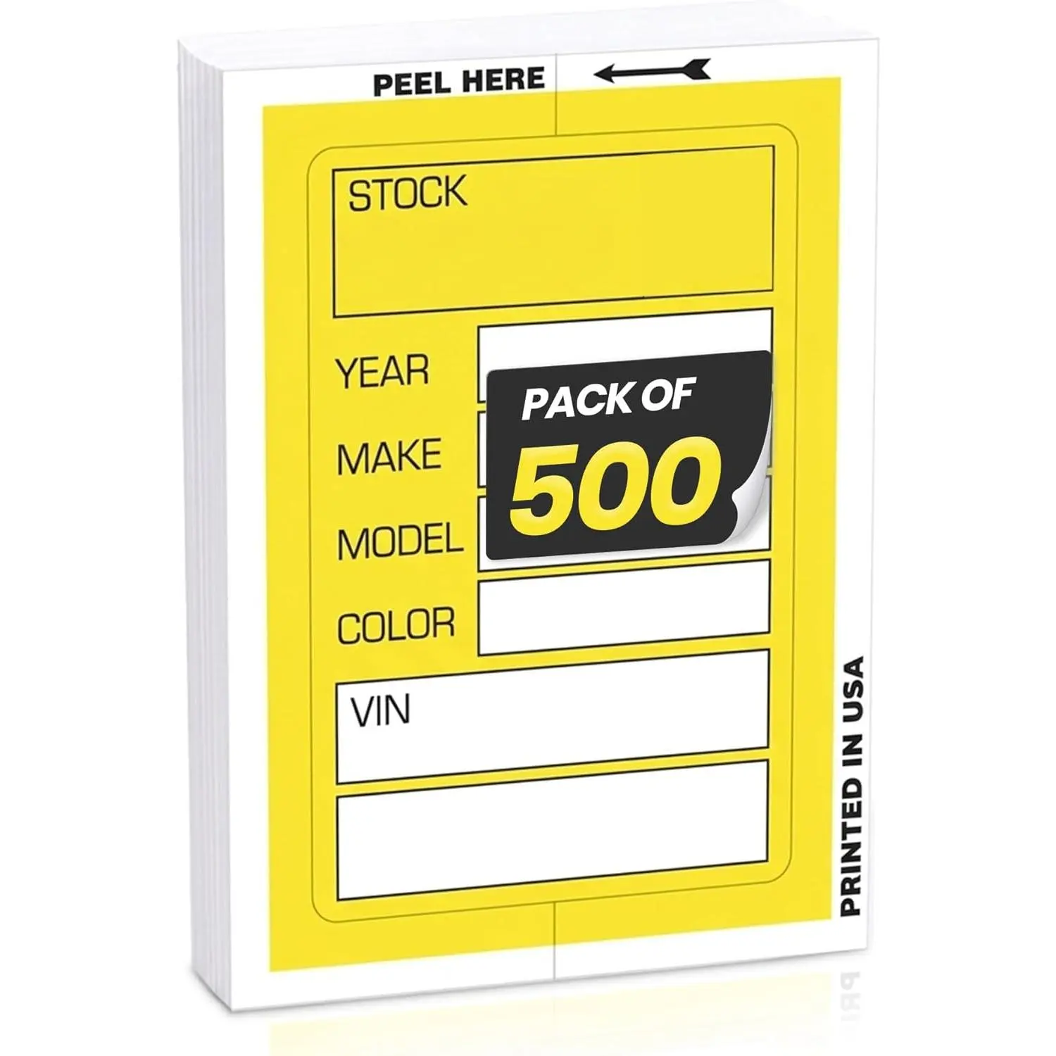 Kleer-Bak Clear Back Stock Stickers for Car Dealerships - Adhesive Windshield Inventory Tags with VIN, Year, Make & Model Fields – Auto Window Labels for Used Car Lots, Auctions & Fleet Management