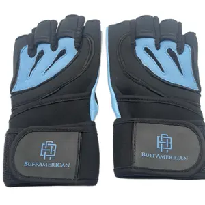 BUFF AMERICAN Weight Lifting Gloves with Wrist Strap Support, 4-Way Stretch Material, Half-Finger Design, Durable Leather and Suede material.