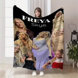 1pc Freyaskye Multi-Style Patchwork Printed Flannel Blanket - Ultra-Soft And Comfortable, Suitable for All Seasons, Featuring Vibrant Pop Culture Prints - Perfect for Sofas Or Beds, an Ideal Gift for Valentine'S Day, Easter, Ramadan