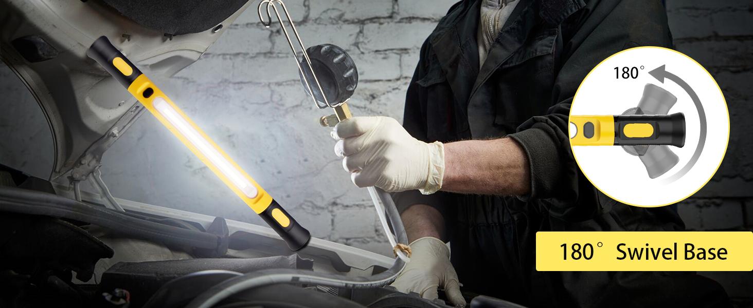 Magnetic LED Work Light Bar, 5200mAh /3000LM Rechargeable Inspection Lamp - 3 Color Modes 360° Adjustable USB Output IP55 Waterproof, Car Repairing Inspection Garage Workshop Emergency-Yellow