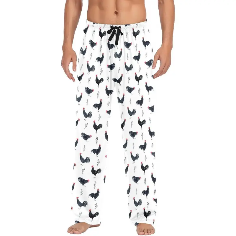 Men's Roosters Farm Animals Pajama Pants Cotton Soft Comfy Sleep Lounge Pants Pjs Bottoms