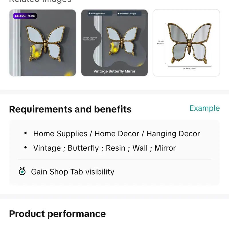 Vintage Butterfly Resin Wall Mirror