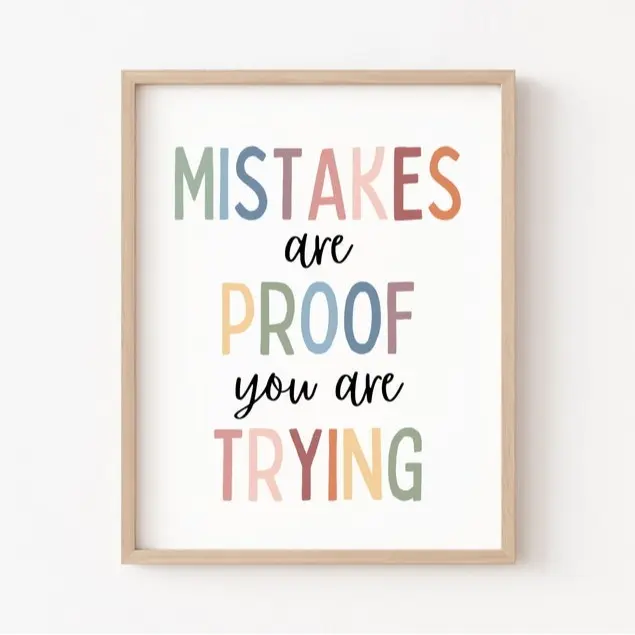 Mistakes Are Proof That You Are Trying , Growth Mindset, Boho Classroom Decor, Therapy Office Decor, Homeschool Classroom Posters