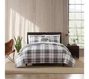 Eddie Bauer Alder Plaid Grey Cotton Twin Duvet Cover Set