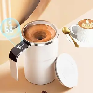 USB Rechargeable Coffee Cup with Temperature Display, Eco-Friendly Reusable Automatic Stirring Mug for Coffee Milk Protein Powder, Home Office Travel Gift