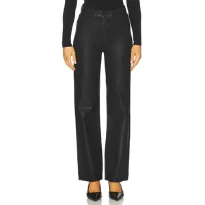 DL1961 Karmine High Rise Wide Leg Jeans in Black Coated