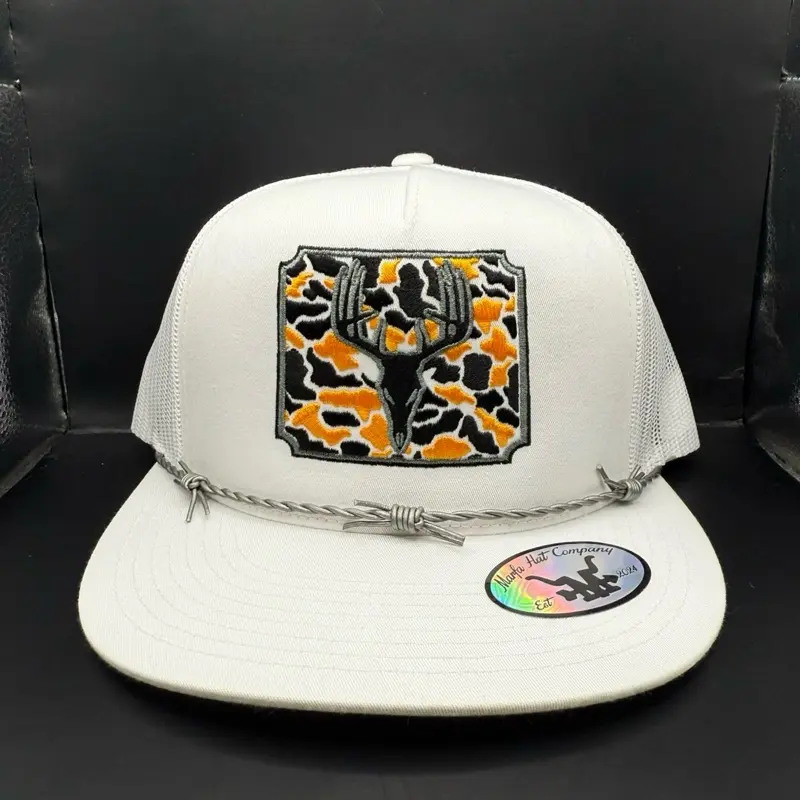 Marfa Hat Company Camo Buck Snapback Hat With Rope Detailing Marfa Hat Company Camo Buck Snapback Hat With Rope Detailing