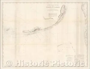 Straits of Florida - Keys Navigation Chart, 1868 | Historical Nautical Map Print