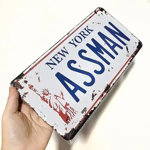 Embossed Vintage Prop Number Tag, Assman, Vanity License Plate, Seinfeld|   Cosmo Kramer, 6x12 Inch - Iron Material, Entryway, Boat, Room, Auto, Garden