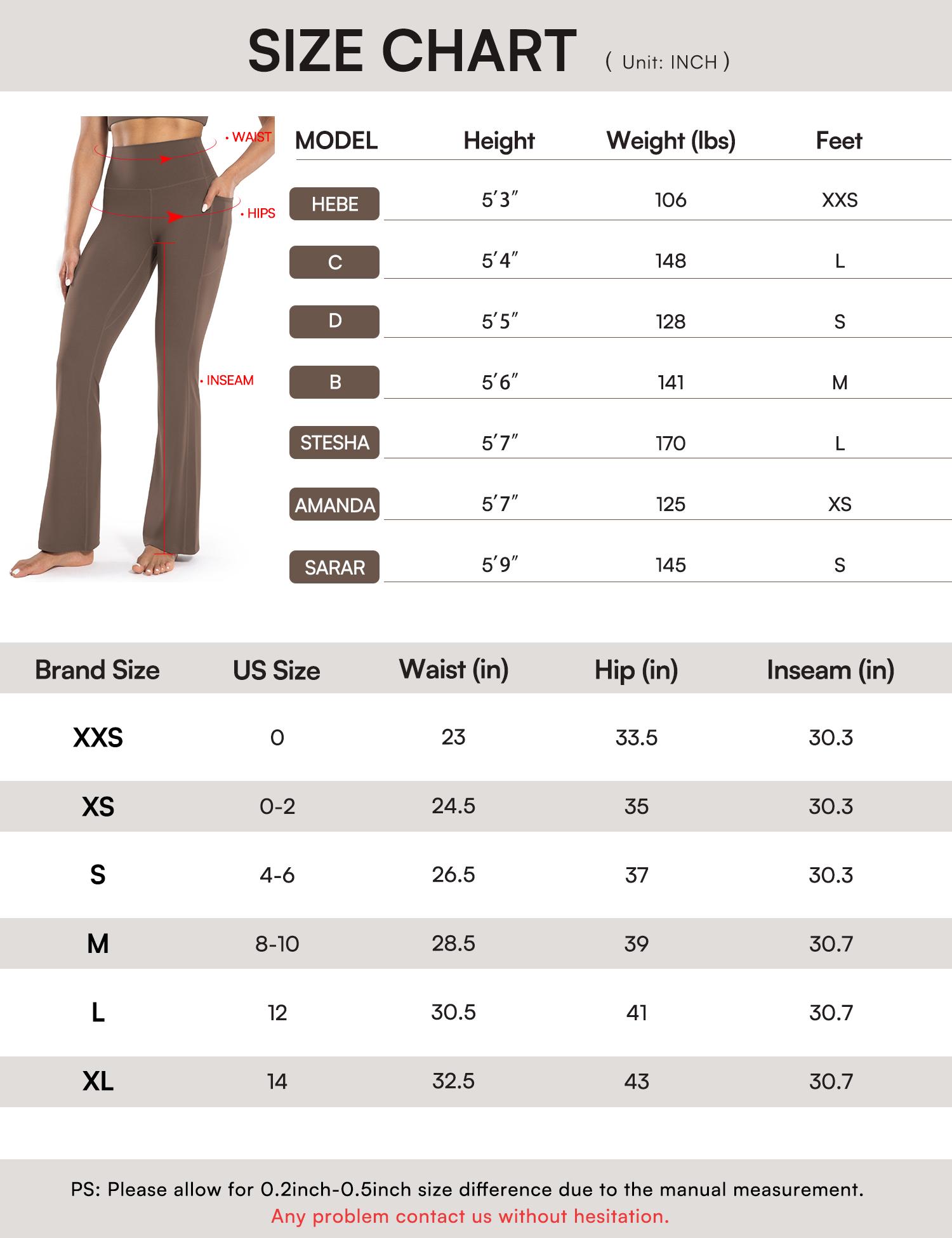 ENERBLOOM Women's Workout Flare Yoga Pants with Pockets High Waisted Bootcut Leggings Tummy Control 30'' Athleisure Style